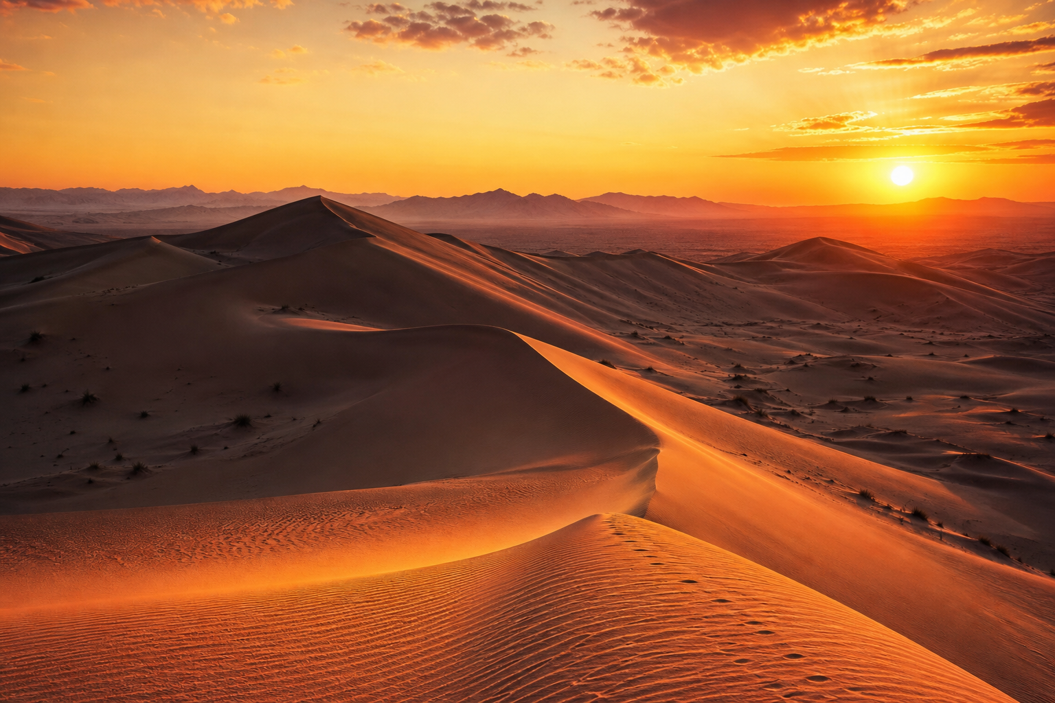 غروب الصحراء الذهبي